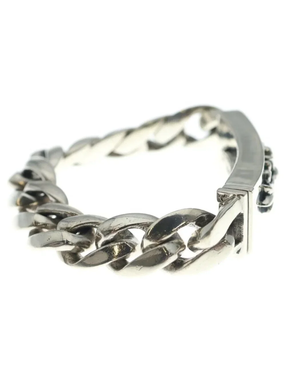 Chrome Hearts ID Floral Cross ID Classic Link Bracelet Silver